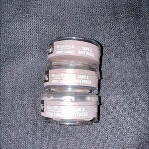 3 NEW WoodWick Sand 7 Driftwood Petite Candle Set